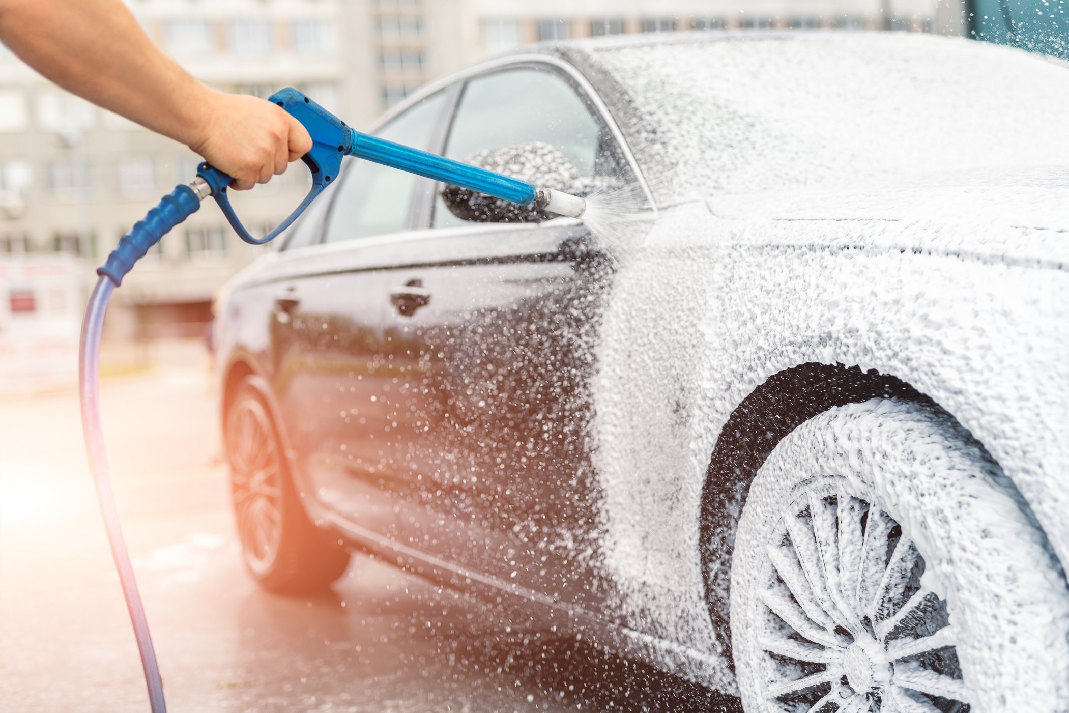 Person Washing Car